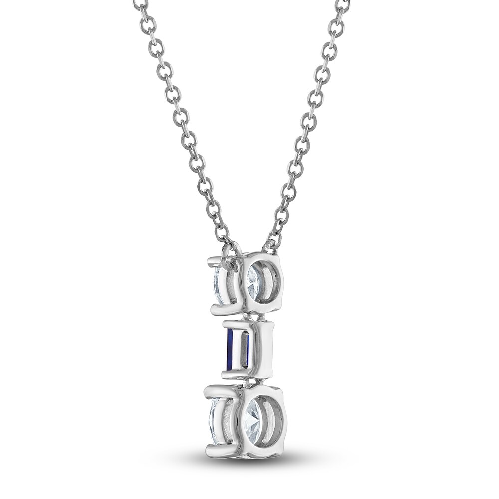 Vera Wang WISH Lab-Created Diamond & Natural Blue Sapphire Pendant Necklace 1 ct tw Round/Baguette 14K White Gold 18\" adukXHGS Vera Wang WISH Lab-Created Diamond & Natural Blue Sapphire Pendant Necklace 1 ct tw Round/Baguette 14K White Gold 18\" adukXHGS
