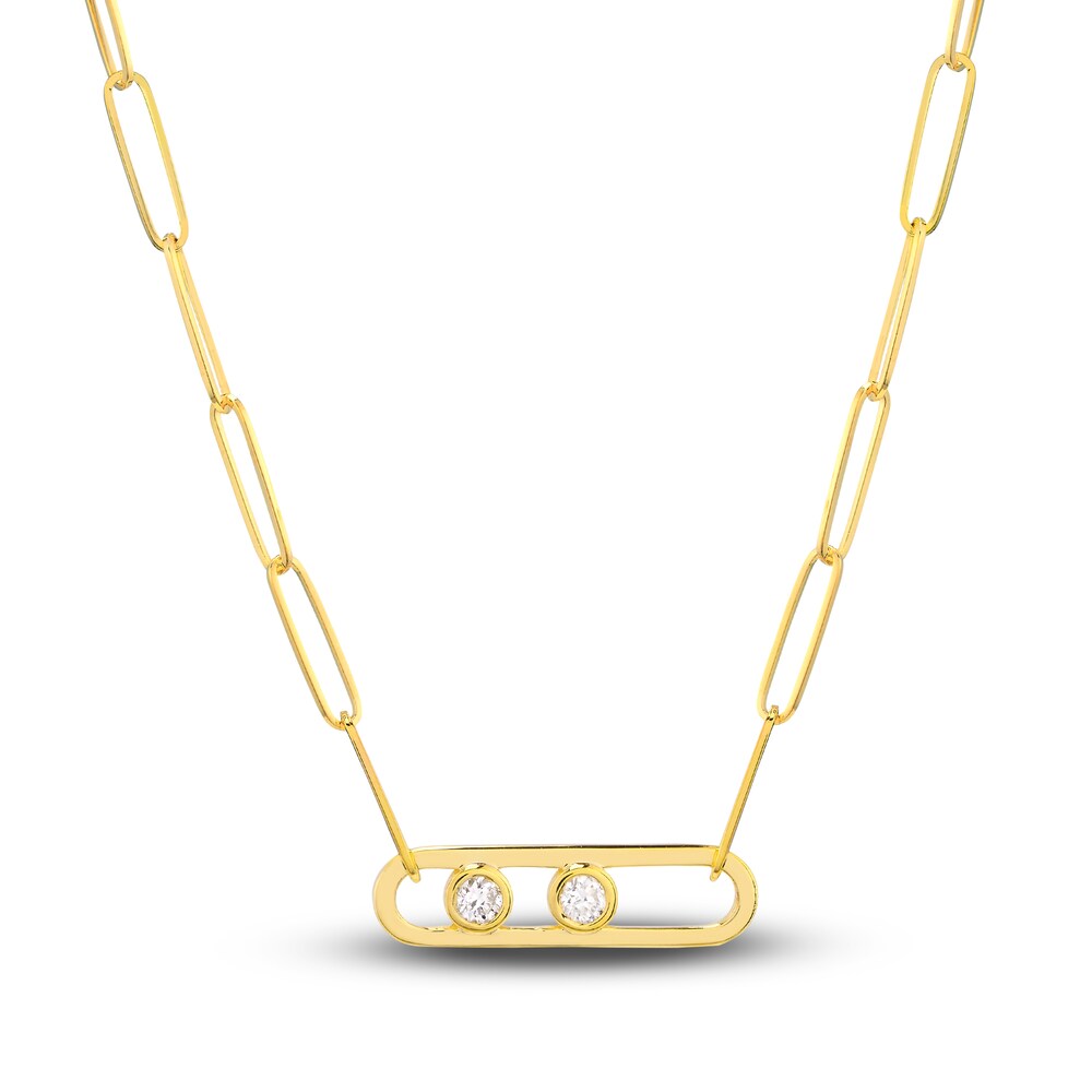 Diamond Paperclip Pendant Necklace 1/8 ct tw Round 14K Yellow Gold 18" agLr2D5A Diamond Paperclip Pendant Necklace 1/8 ct tw Round 14K Yellow Gold 18" agLr2D5A