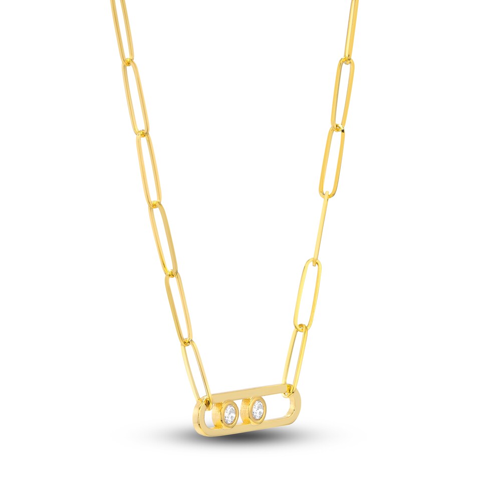 Diamond Paperclip Pendant Necklace 1/8 ct tw Round 14K Yellow Gold 18\" agLr2D5A Diamond Paperclip Pendant Necklace 1/8 ct tw Round 14K Yellow Gold 18\" agLr2D5A