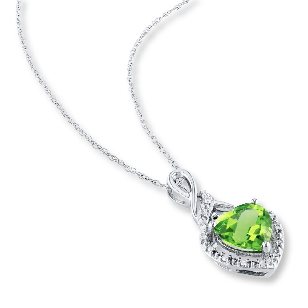 Peridot Heart Necklace 1/20 ct tw Diamonds Sterling Silver atuBZjB5 Peridot Heart Necklace 1/20 ct tw Diamonds Sterling Silver atuBZjB5