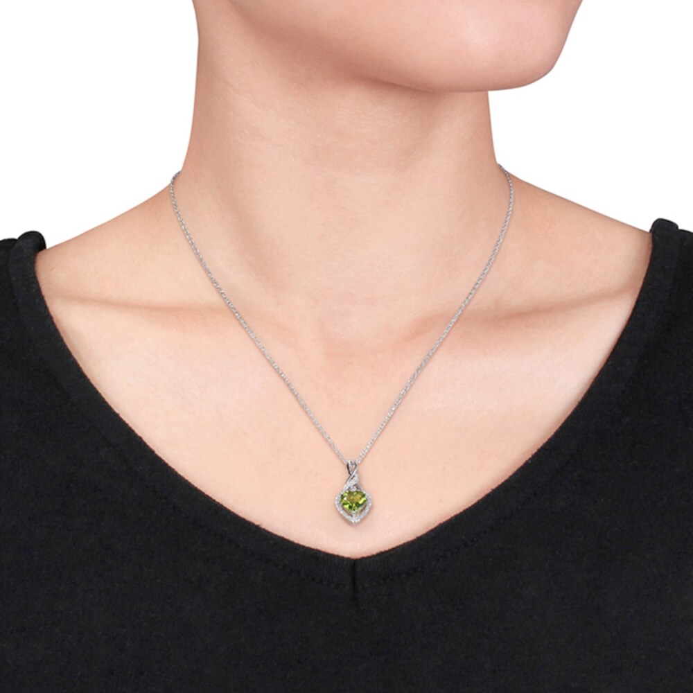 Peridot Heart Necklace 1/20 ct tw Diamonds Sterling Silver atuBZjB5 Peridot Heart Necklace 1/20 ct tw Diamonds Sterling Silver atuBZjB5
