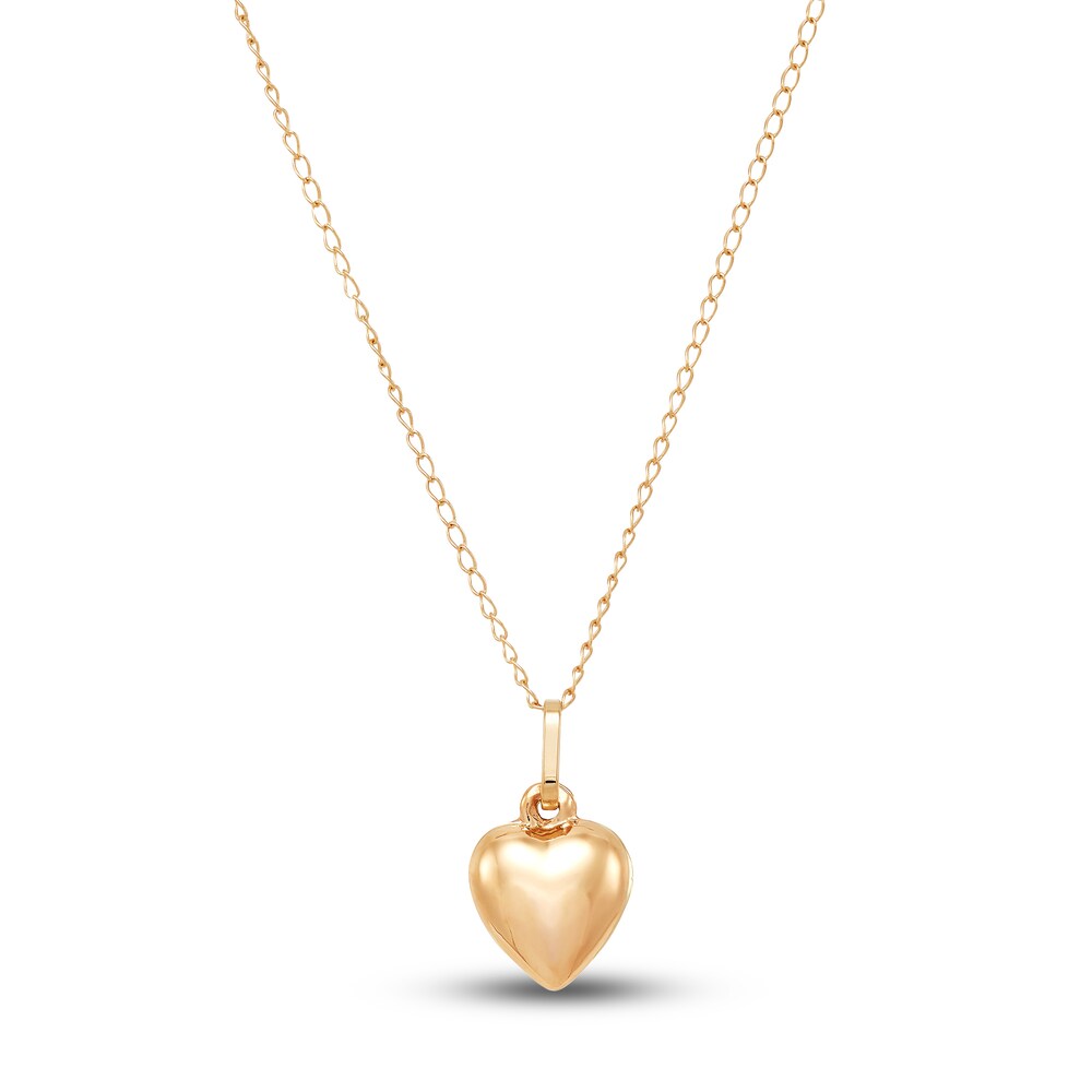 Children's Puffy Heart Pendant Necklace 14K Yellow Gold bBcdWGWp Children's Puffy Heart Pendant Necklace 14K Yellow Gold bBcdWGWp