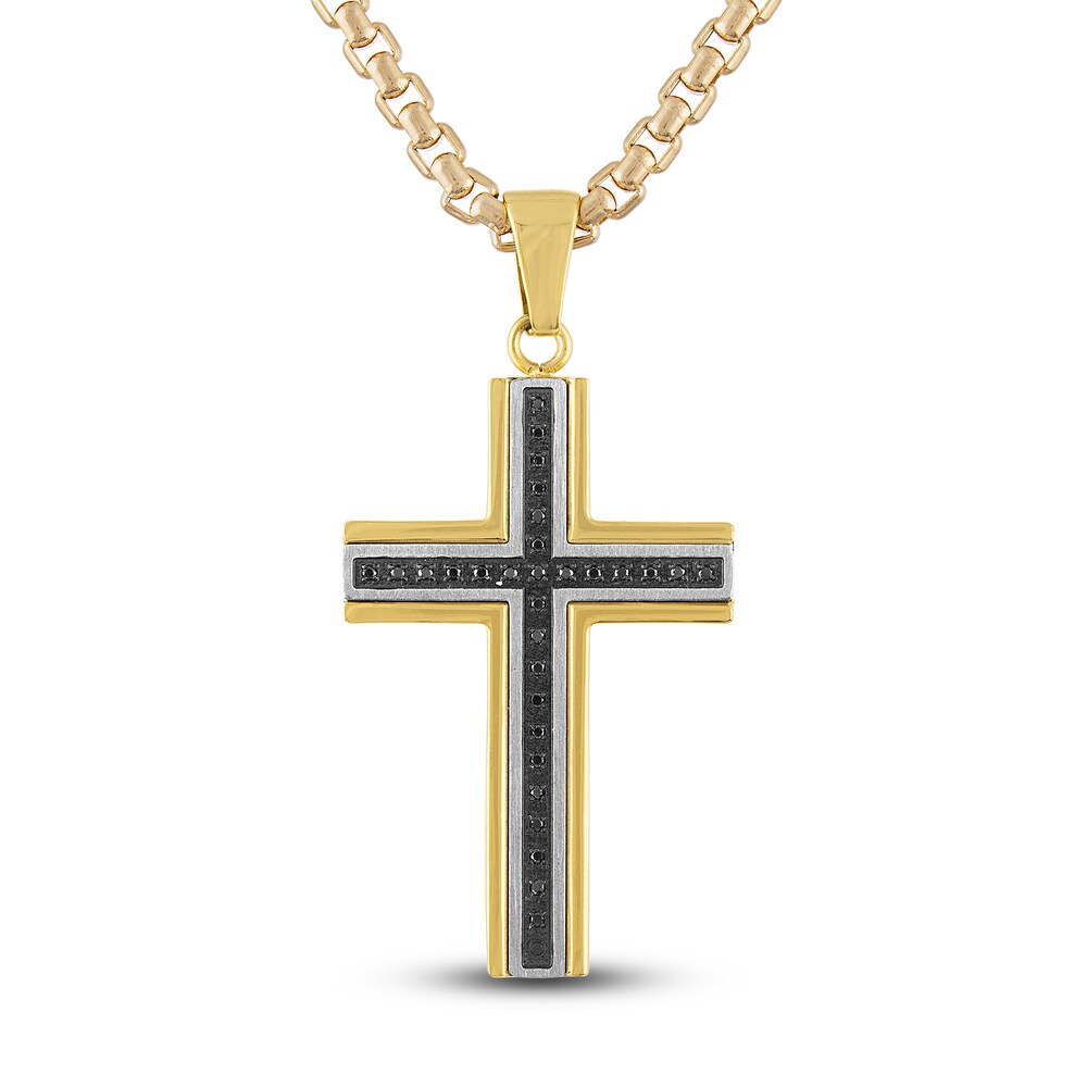 Black Diamond Cross Necklace 1/6 ct tw Gold Ion-Plated Stainless Steel bCslhhOG Black Diamond Cross Necklace 1/6 ct tw Gold Ion-Plated Stainless Steel bCslhhOG