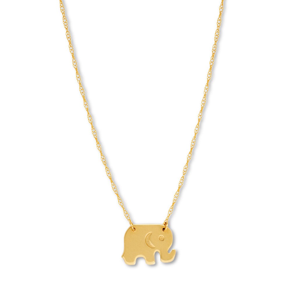 Elephant Necklace 14K Yellow Gold 16" Adjustable bMhwWb1B Elephant Necklace 14K Yellow Gold 16" Adjustable bMhwWb1B