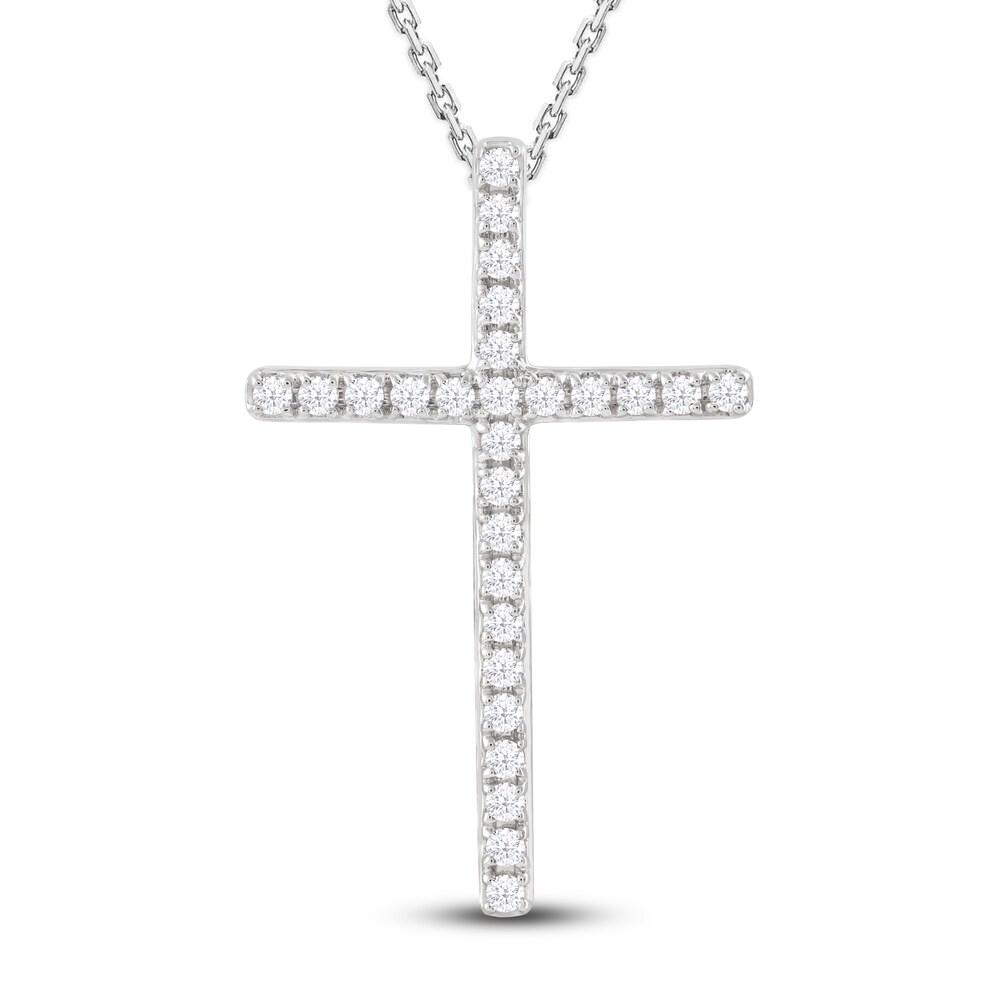 Diamond Cross Pendant Necklace 1/4 ct tw Round 10K White Gold bWLIR7FA Diamond Cross Pendant Necklace 1/4 ct tw Round 10K White Gold bWLIR7FA
