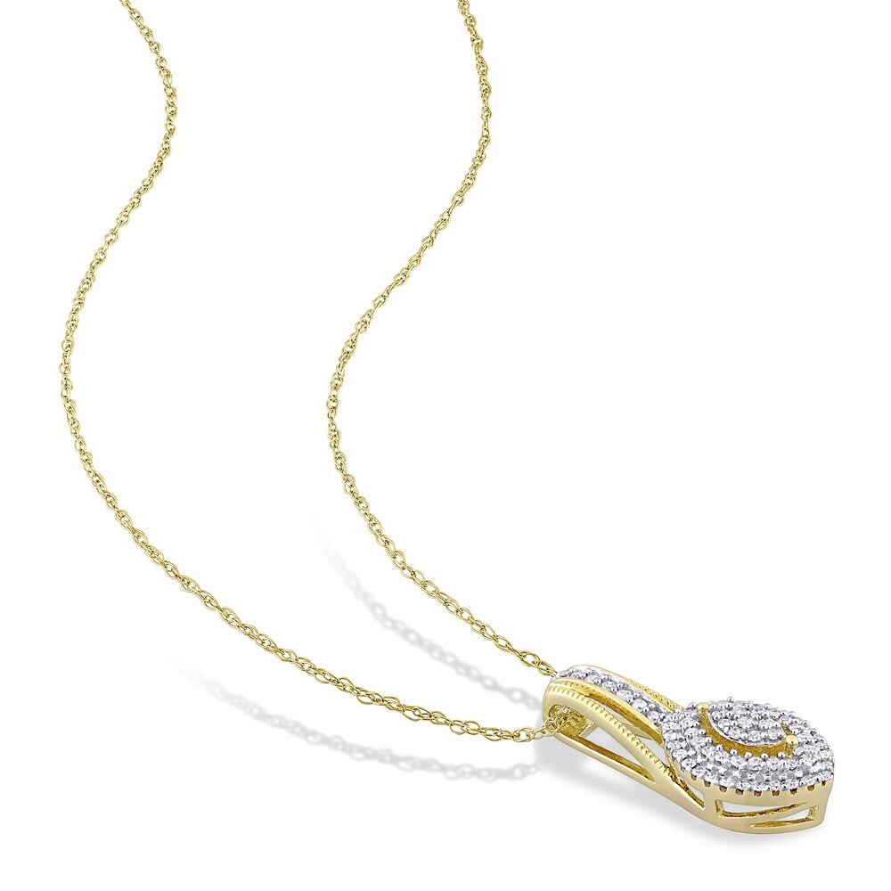 Diamond Marquise Necklace 1/4 ct tw Round 10K Yellow Gold 17\" baOhe4p0 Diamond Marquise Necklace 1/4 ct tw Round 10K Yellow Gold 17\" baOhe4p0