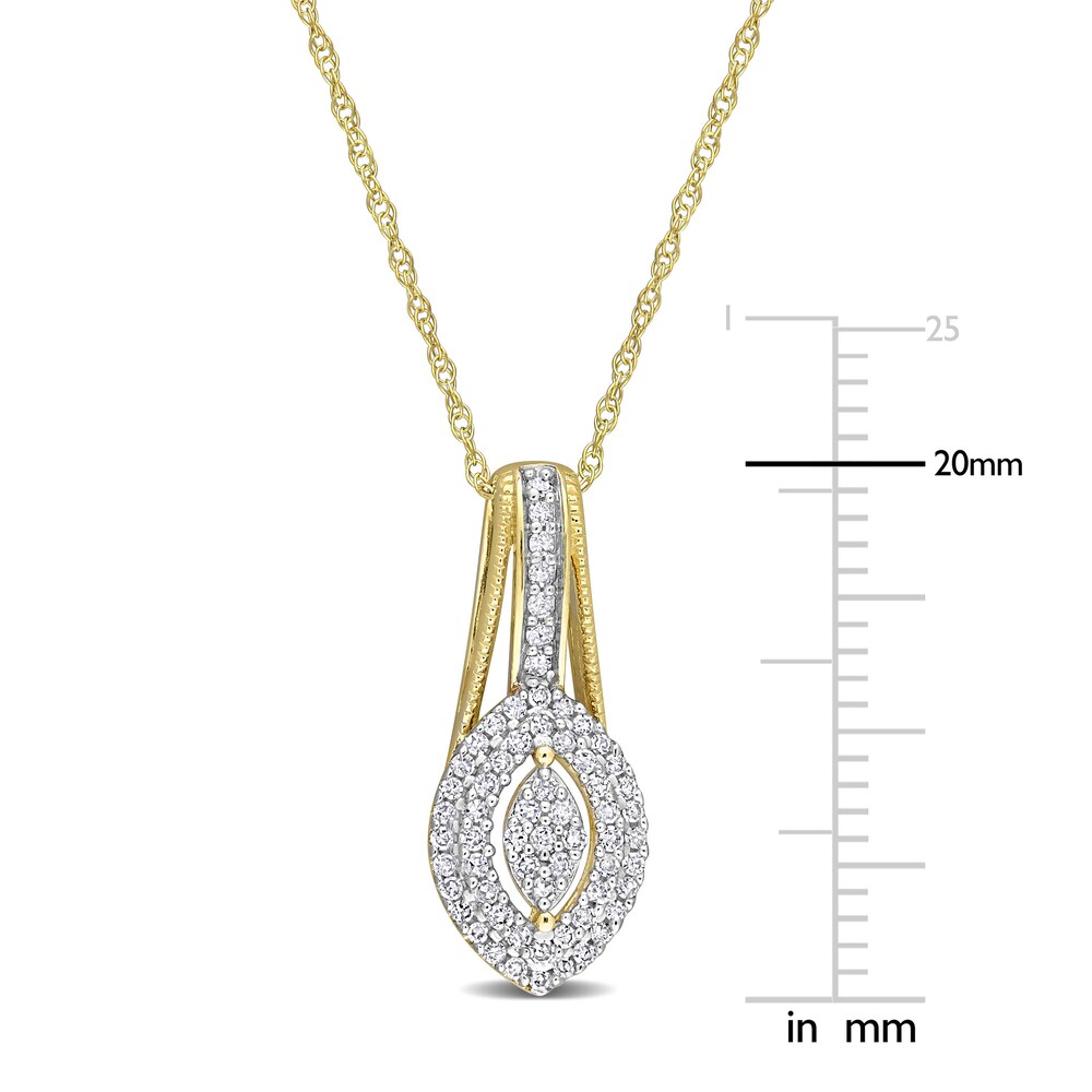Diamond Marquise Necklace 1/4 ct tw Round 10K Yellow Gold 17\" baOhe4p0 Diamond Marquise Necklace 1/4 ct tw Round 10K Yellow Gold 17\" baOhe4p0