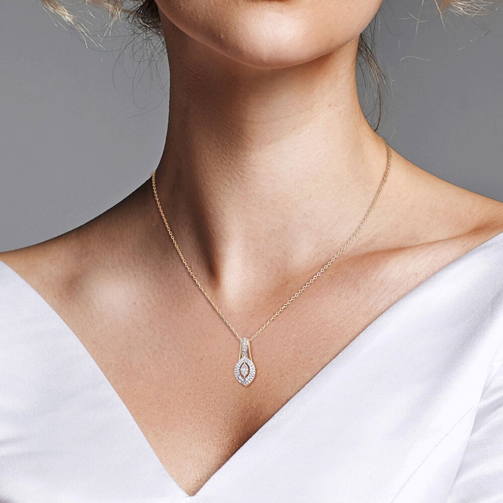 Diamond Marquise Necklace 1/4 ct tw Round 10K Yellow Gold 17\" baOhe4p0 Diamond Marquise Necklace 1/4 ct tw Round 10K Yellow Gold 17\" baOhe4p0