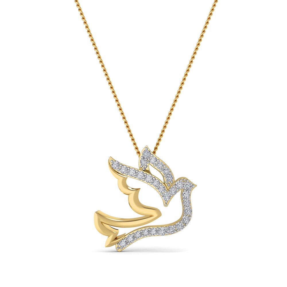Diamond Dove Pendant Necklace 1/10 ct tw Round 10K Yellow Gold 18" brGikDQs Diamond Dove Pendant Necklace 1/10 ct tw Round 10K Yellow Gold 18" brGikDQs
