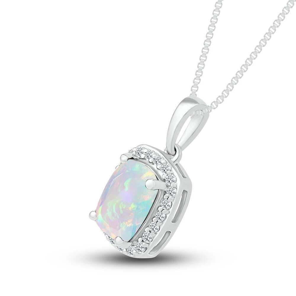 Lab-Created Sapphire & Natural Opal Necklace Sterling Silver c0d1SZPn Lab-Created Sapphire & Natural Opal Necklace Sterling Silver c0d1SZPn