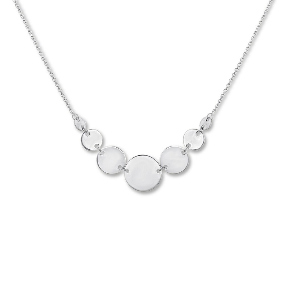 Graduated Disc Necklace 14K White Gold 16" Adjustable c42scSsb Graduated Disc Necklace 14K White Gold 16" Adjustable c42scSsb