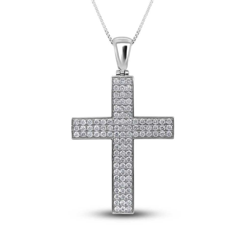 Diamond Cross Pendant Necklace 2 ct tw Round 14K White Gold 18" cgOmOCAA Diamond Cross Pendant Necklace 2 ct tw Round 14K White Gold 18" cgOmOCAA
