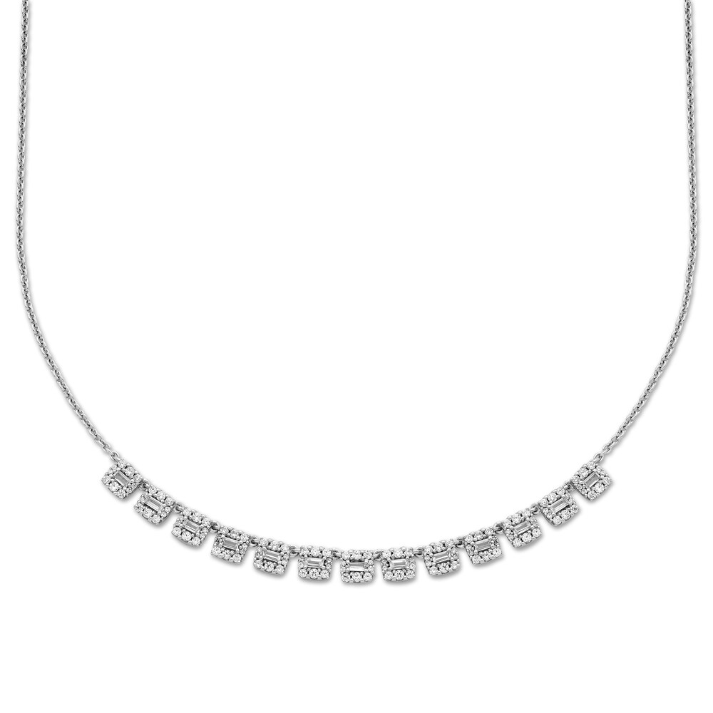Diamond Necklace 1 ct tw Round/Baguette 14K White Gold 18" cj6vUo1p Diamond Necklace 1 ct tw Round/Baguette 14K White Gold 18" cj6vUo1p