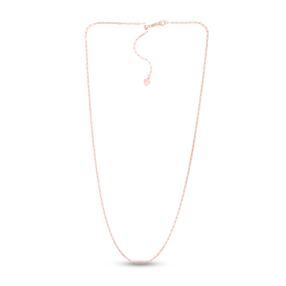 Paper Clip Chain Necklace 14K Rose Gold 22\" Adjustable crEXxQvR