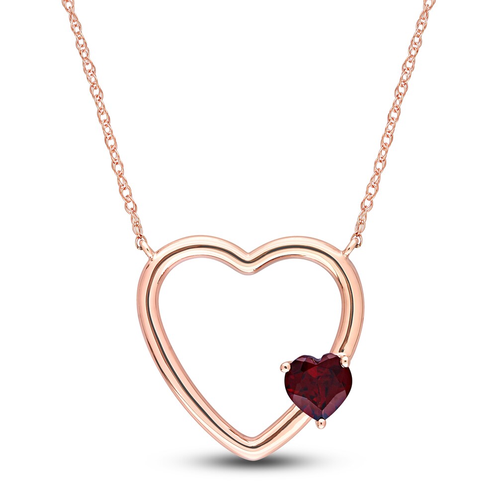 Natural Garnet Heart Pendant Necklace 10K Rose Gold 17" crSvsNCe Natural Garnet Heart Pendant Necklace 10K Rose Gold 17" crSvsNCe