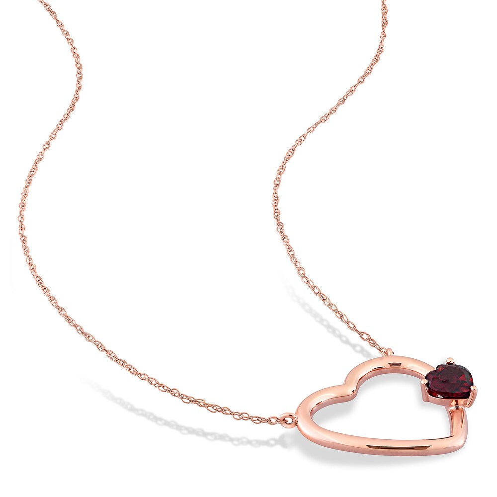 Natural Garnet Heart Pendant Necklace 10K Rose Gold 17\" crSvsNCe Natural Garnet Heart Pendant Necklace 10K Rose Gold 17\" crSvsNCe
