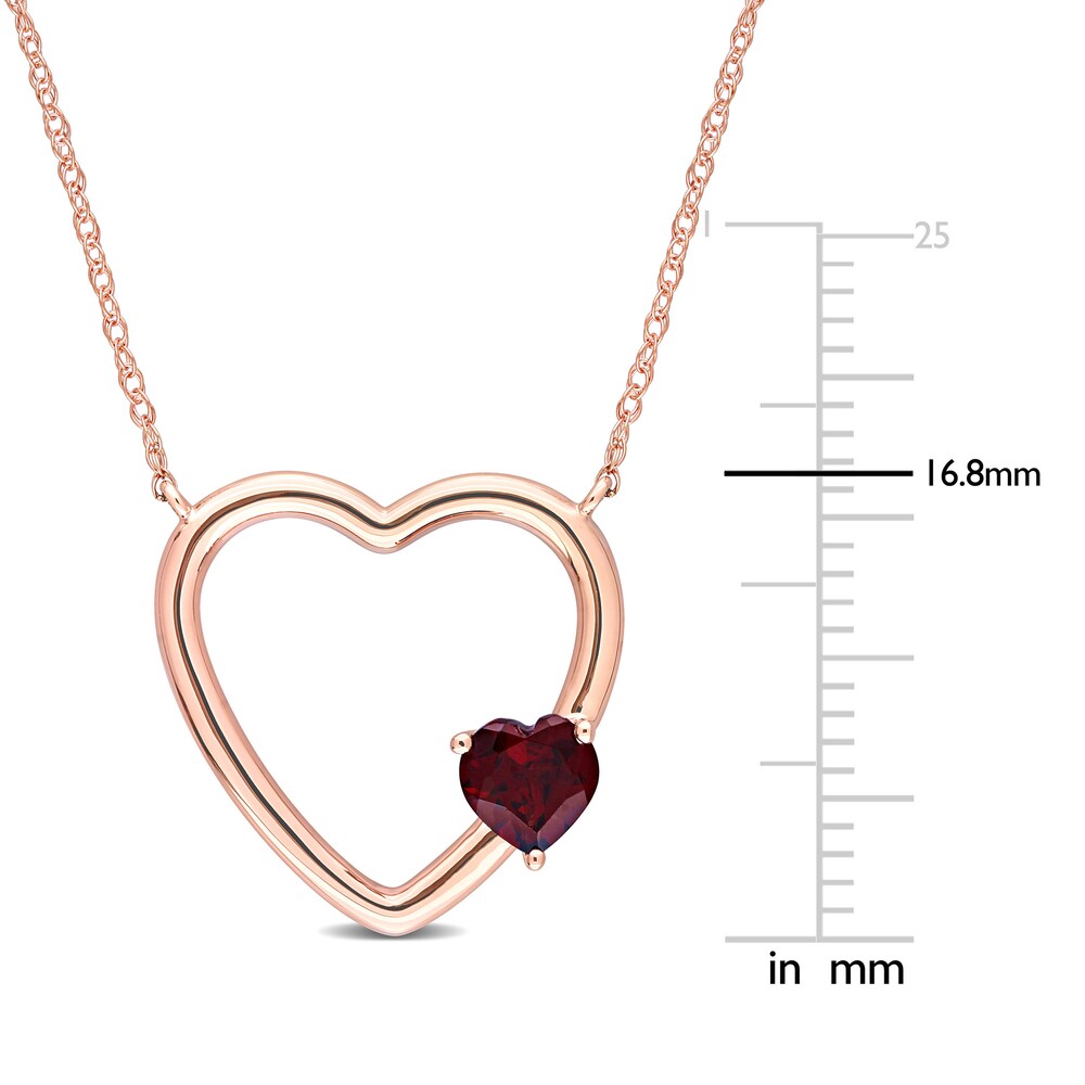 Natural Garnet Heart Pendant Necklace 10K Rose Gold 17\" crSvsNCe Natural Garnet Heart Pendant Necklace 10K Rose Gold 17\" crSvsNCe
