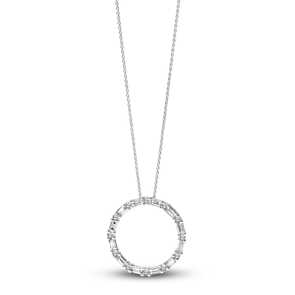 Diamond Circle Necklace 1/2 ct tw Round 14K White Gold 16" csNtHtkC Diamond Circle Necklace 1/2 ct tw Round 14K White Gold 16" csNtHtkC