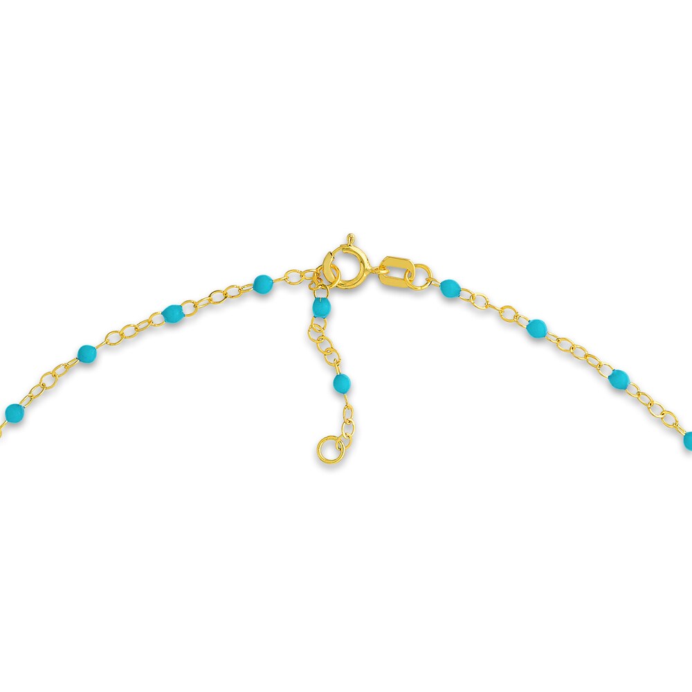 Station Necklace Turquoise Enamel 14K Yellow Gold 18\" ctvTqbPc Station Necklace Turquoise Enamel 14K Yellow Gold 18\" ctvTqbPc
