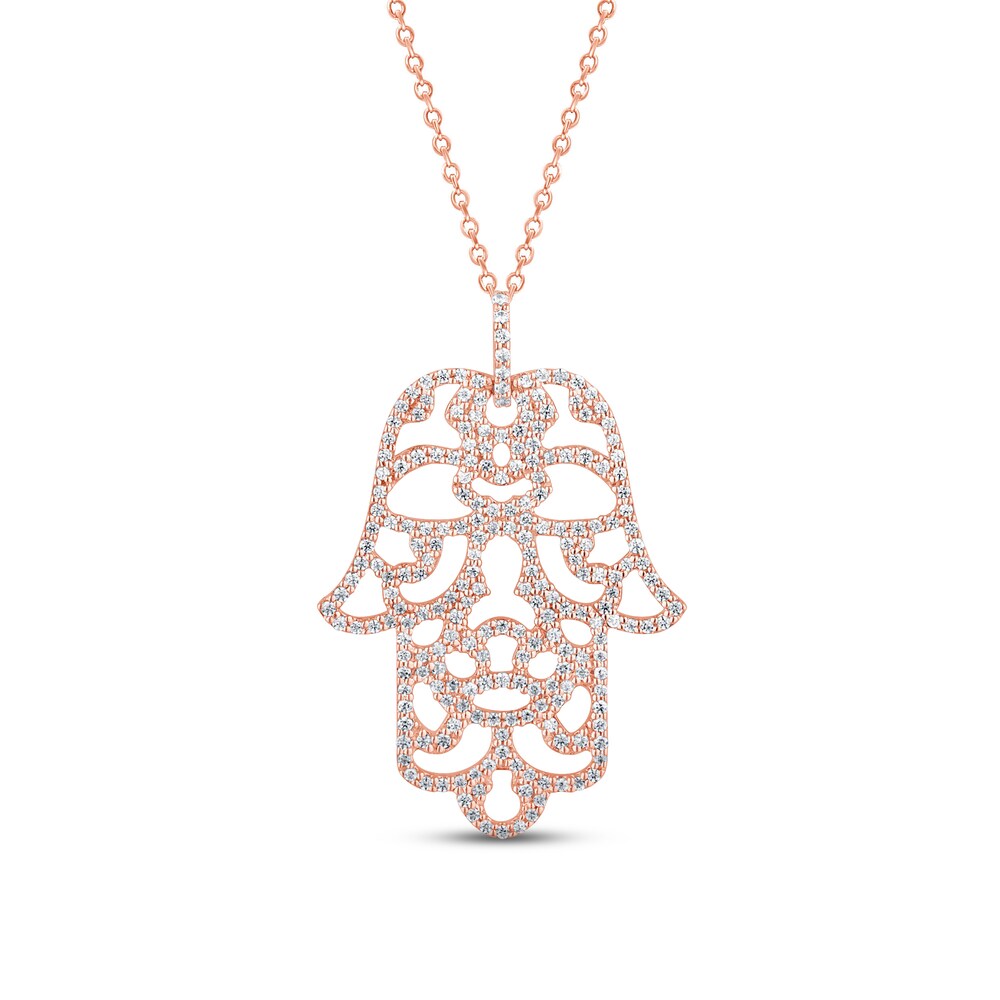 Pnina Tornai Diamond Hamsa Hand Necklace 5/8 ct tw Round 14K Rose Gold d7nneY1D Pnina Tornai Diamond Hamsa Hand Necklace 5/8 ct tw Round 14K Rose Gold d7nneY1D
