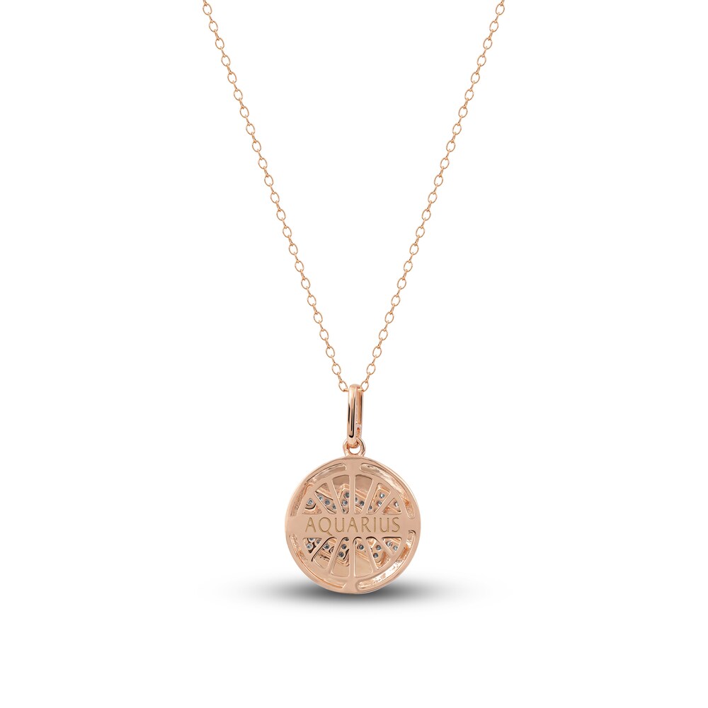 Diamond Aquarius Zodiac Pendant Necklace 1/10 ct tw Round 14K Rose Gold dCFFh3qR Diamond Aquarius Zodiac Pendant Necklace 1/10 ct tw Round 14K Rose Gold dCFFh3qR