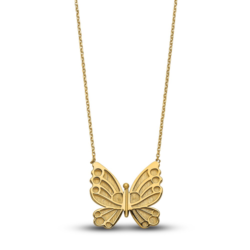 High-Polish Butterfly Necklace 14K Yellow Gold 17" dH6WD72r High-Polish Butterfly Necklace 14K Yellow Gold 17" dH6WD72r