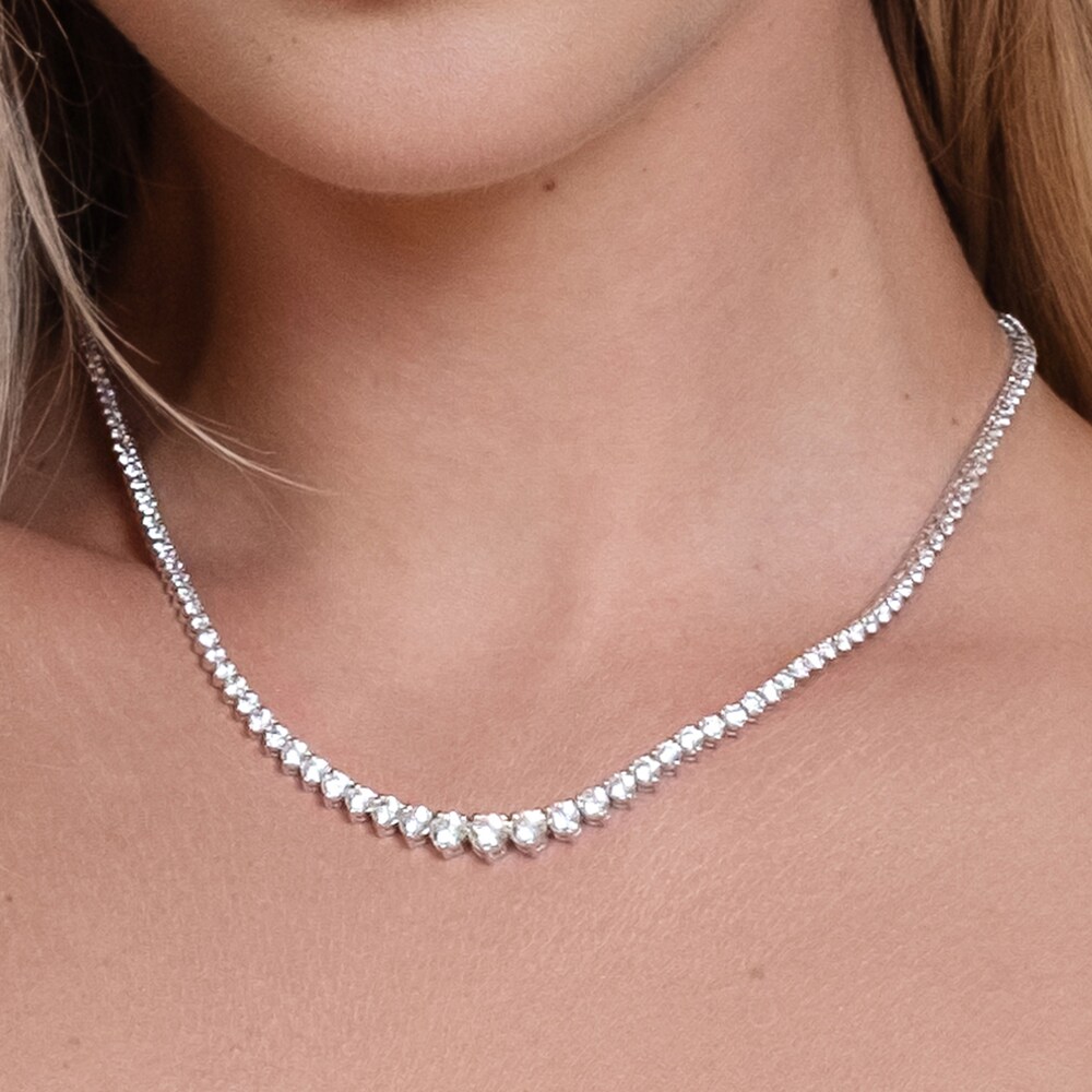 Diamond Necklace 10 ct tw Round 14K White Gold 16\" dHQ43lB7 Diamond Necklace 10 ct tw Round 14K White Gold 16\" dHQ43lB7