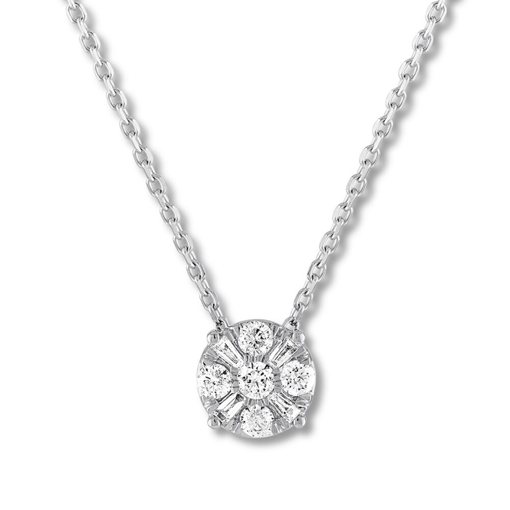 Round/Baguette Diamond Necklace 1/4 ct tw 10K White Gold dTpQn8A3 Round/Baguette Diamond Necklace 1/4 ct tw 10K White Gold dTpQn8A3