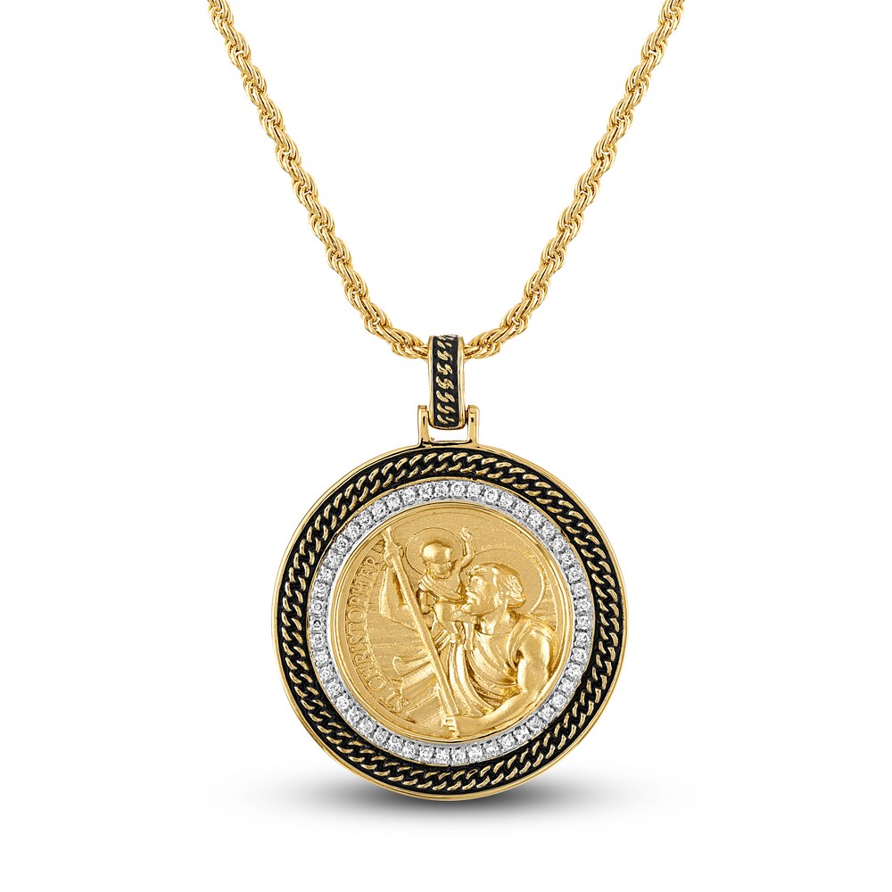 1933 by Esquire Men's Saint Christopher Diamond Pendant 1/3 ct tw Round Sterling Silver/14K Yellow Gold-Plated dtLszkJx 1933 by Esquire Men's Saint Christopher Diamond Pendant 1/3 ct tw Round Sterling Silver/14K Yellow Gold-Plated dtLszkJx