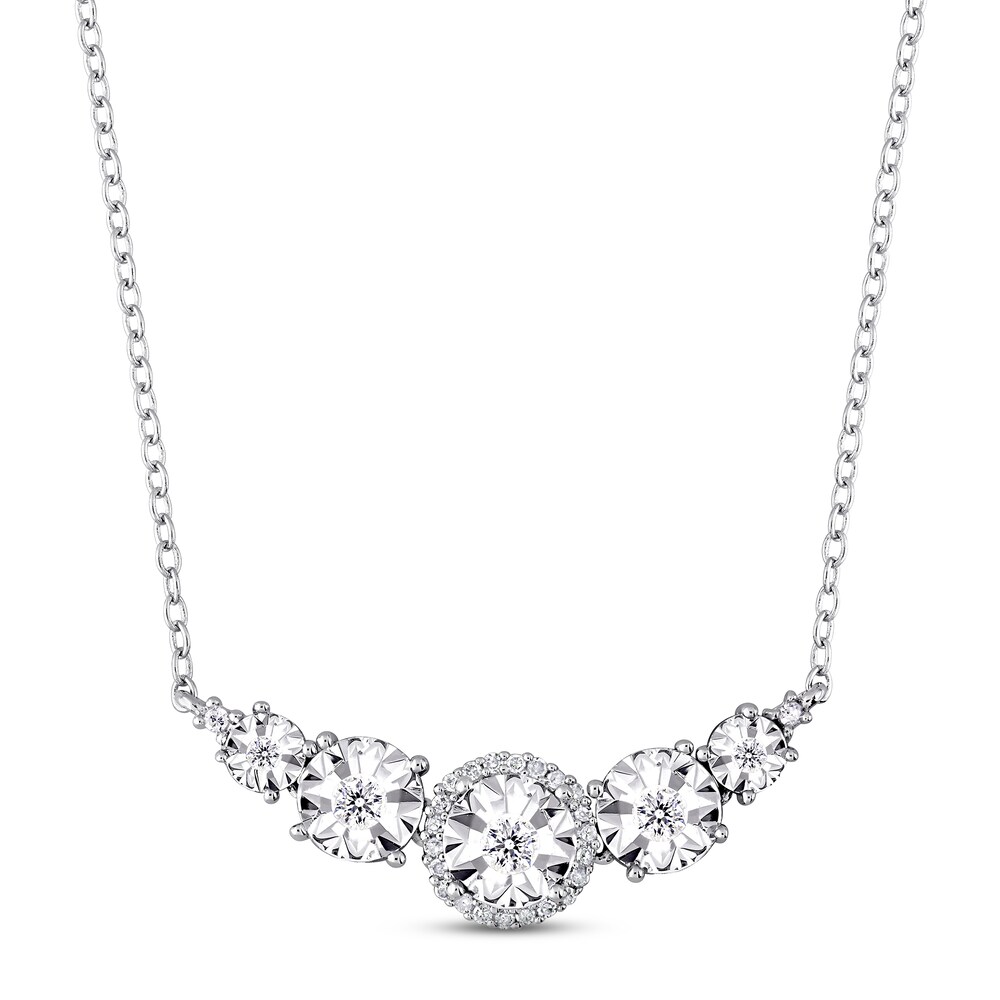 Diamond 5-Stone Necklace 1/6 ct tw Round Sterling Silver 17" e2jVFS5c Diamond 5-Stone Necklace 1/6 ct tw Round Sterling Silver 17" e2jVFS5c
