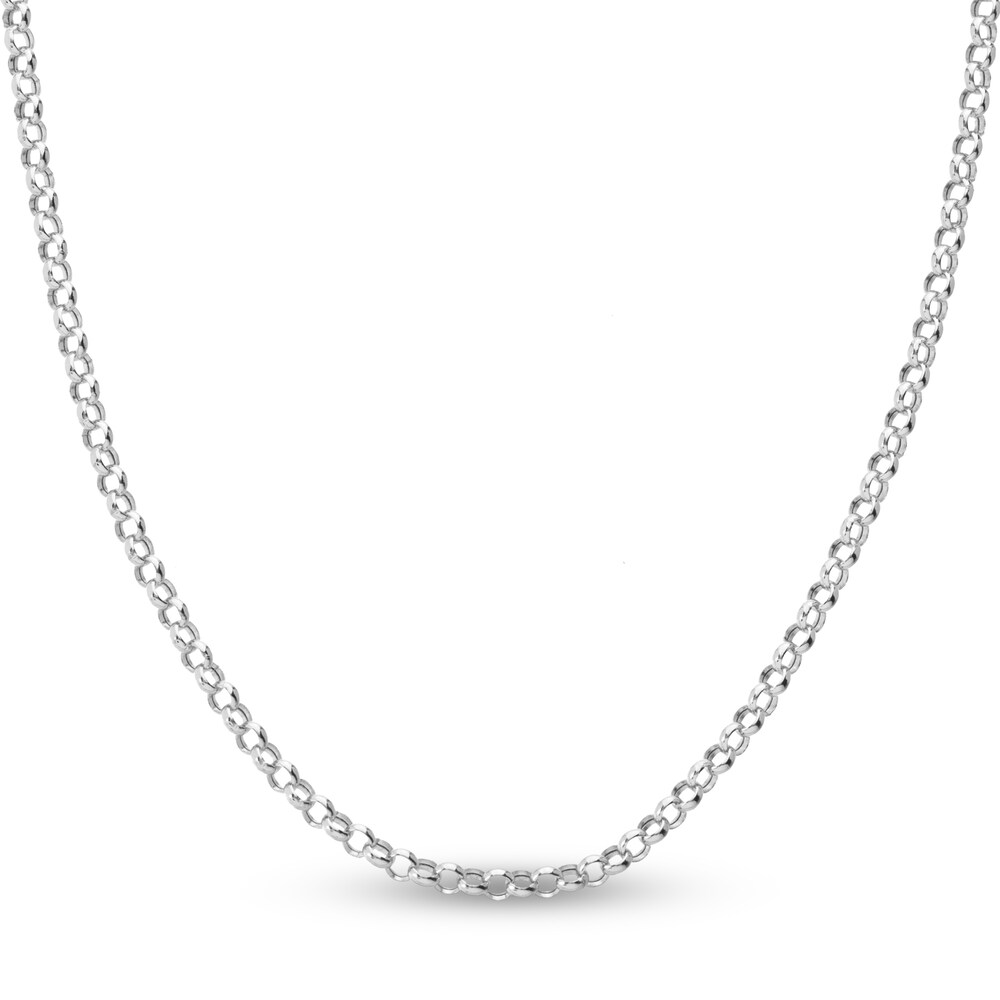 Hollow Rolo Chain Necklace 14K White Gold 16\" eBWe9M33 Hollow Rolo Chain Necklace 14K White Gold 16\" eBWe9M33