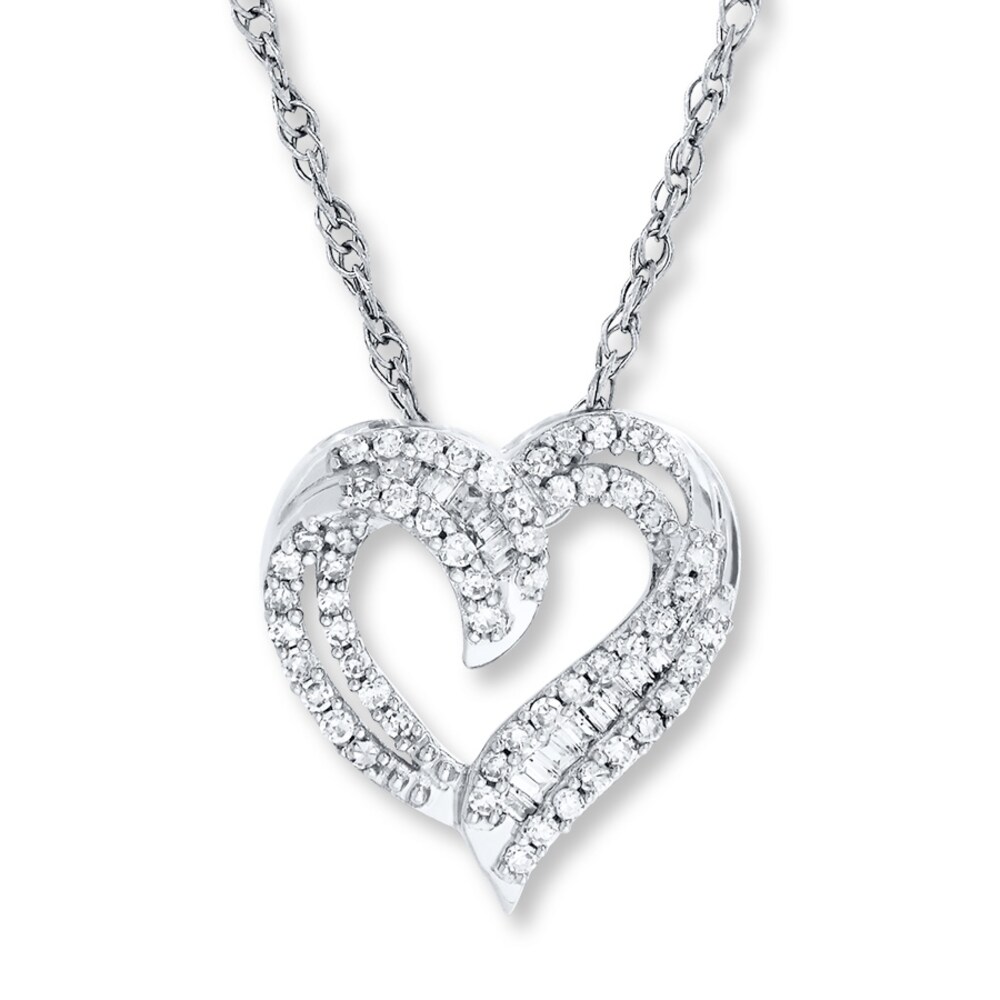 Diamond Heart Necklace 1/4 ct tw Round-cut 10K White Gold eD3VtJly Diamond Heart Necklace 1/4 ct tw Round-cut 10K White Gold eD3VtJly