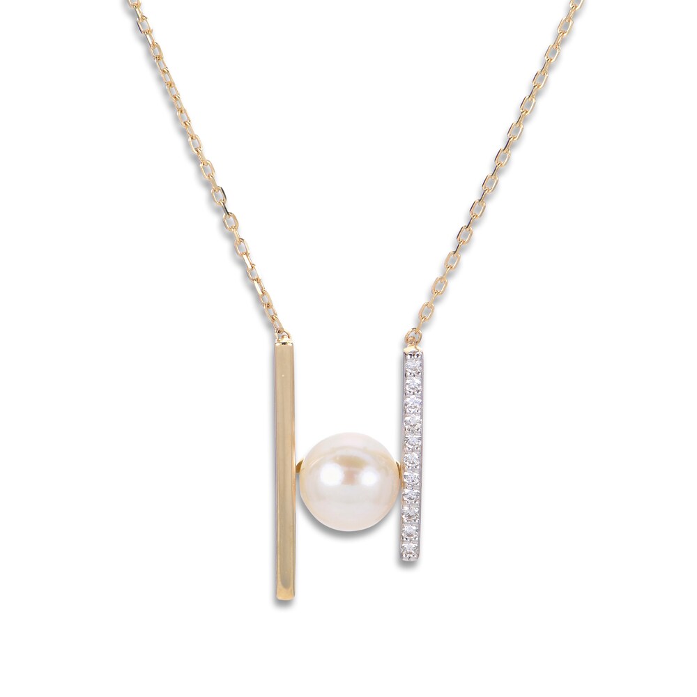 Cultured Freshwater Pearl Necklace 1/20 ct tw Diamonds 14K Yellow Gold 18" ebDGbG5r Cultured Freshwater Pearl Necklace 1/20 ct tw Diamonds 14K Yellow Gold 18" ebDGbG5r