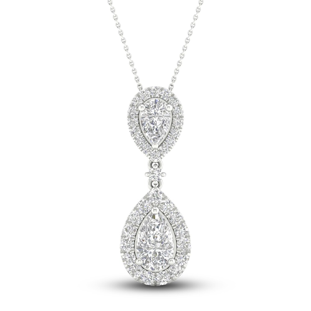 Lab-Created Diamond Pendant Necklace 1 ct tw Pear/Round 14K White Gold ekojrGpe Lab-Created Diamond Pendant Necklace 1 ct tw Pear/Round 14K White Gold ekojrGpe