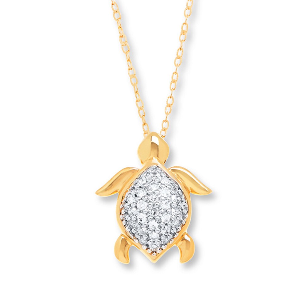 Turtle Necklace 1/10 ct tw Diamonds 14K Yellow Gold f8HgjXU8 Turtle Necklace 1/10 ct tw Diamonds 14K Yellow Gold f8HgjXU8