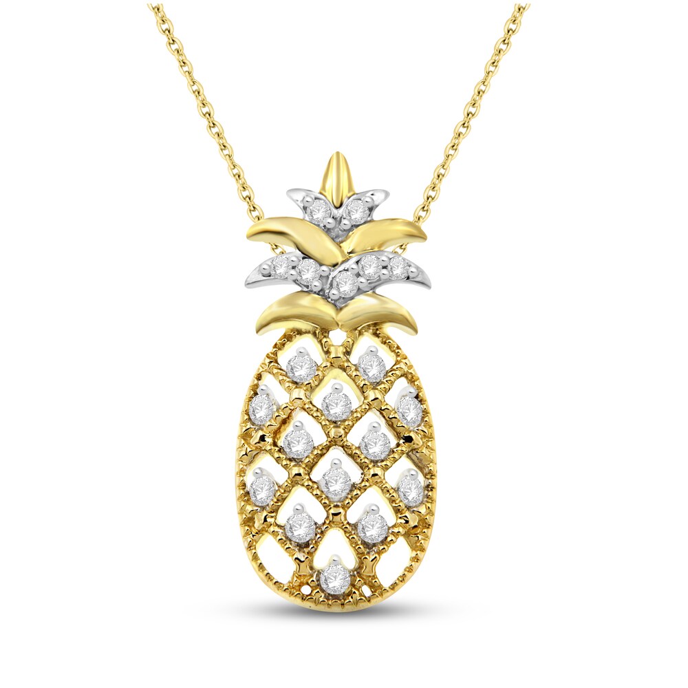 Pineapple Necklace 1/8 ct tw Diamonds 10K Yellow Gold fFHEMQR7 Pineapple Necklace 1/8 ct tw Diamonds 10K Yellow Gold fFHEMQR7