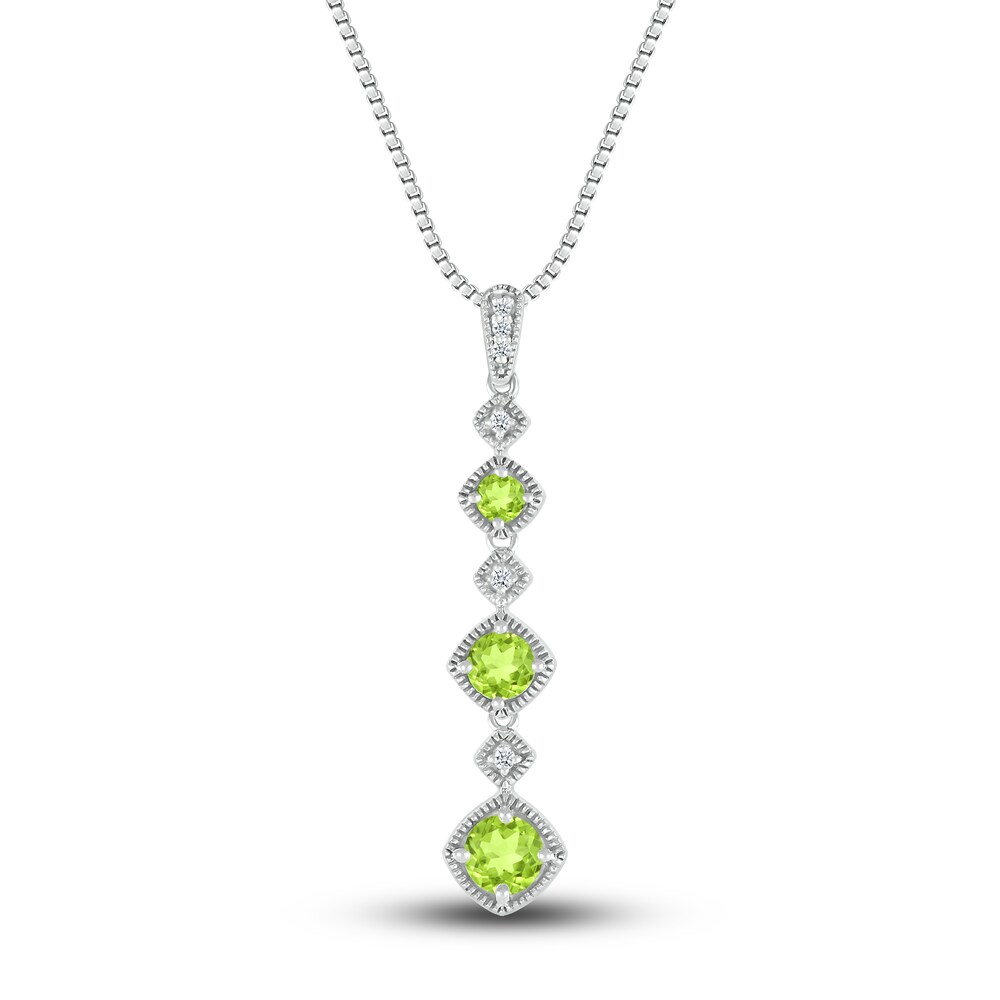 Natural Peridot Necklace 1/20 ct tw Diamonds Sterling Silver fzKFF4QN Natural Peridot Necklace 1/20 ct tw Diamonds Sterling Silver fzKFF4QN