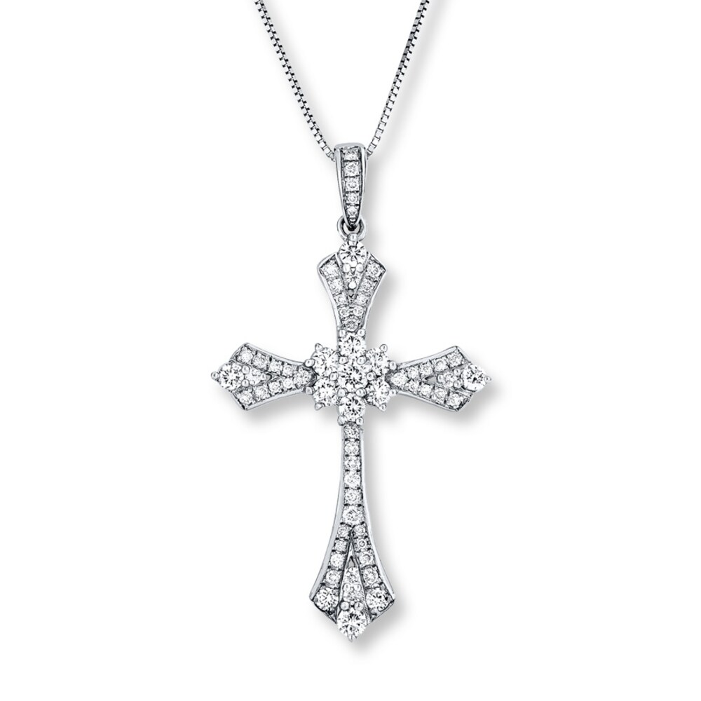 Diamond Cross Necklace 3/4 ct tw Round-cut 14K White Gold gETeRDFa Diamond Cross Necklace 3/4 ct tw Round-cut 14K White Gold gETeRDFa