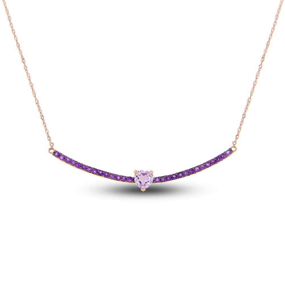 Natural Amethyst Heart Bar Necklace 10K Rose Gold 17" gKWnNYxQ Natural Amethyst Heart Bar Necklace 10K Rose Gold 17" gKWnNYxQ