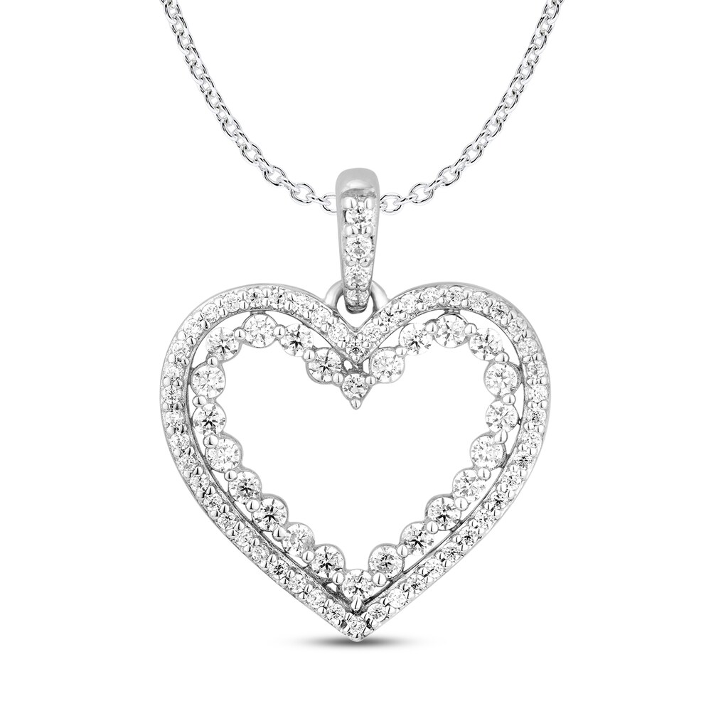 Diamond Heart Pendant Necklace 1/2 ct tw Round 10K White Gold gKa0Pwty Diamond Heart Pendant Necklace 1/2 ct tw Round 10K White Gold gKa0Pwty
