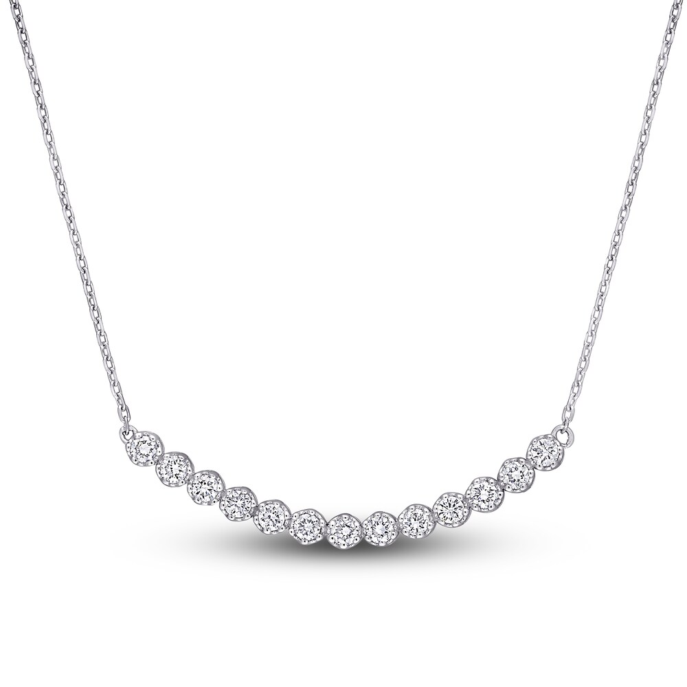 Diamond Bar Necklace 1/2 ct tw Round 14K White Gold 16" gYmbTLSh