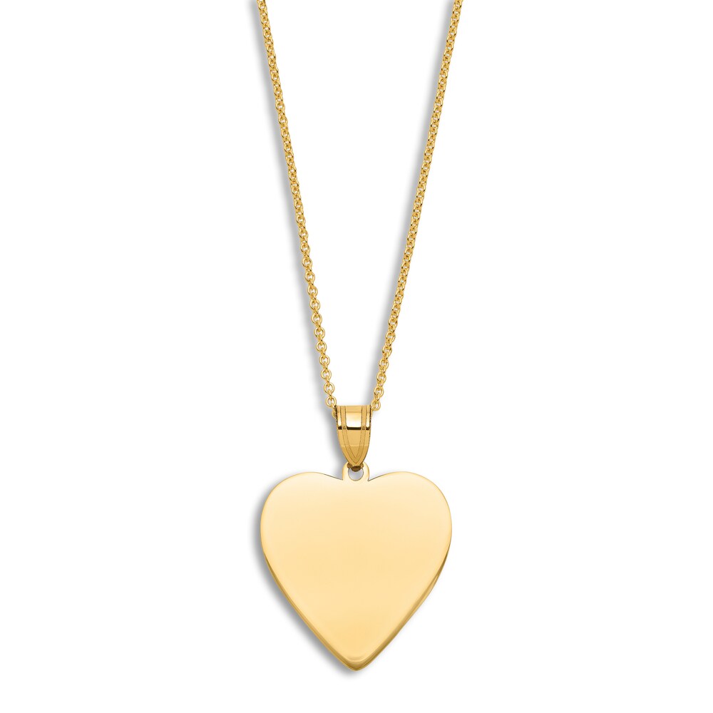 Engravable Heart Necklace 14K Yellow Gold 16\" to 18\" Adjustable giQZNTpA