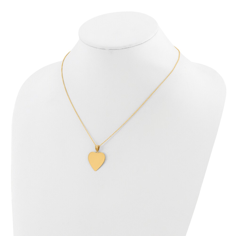 Engravable Heart Necklace 14K Yellow Gold 16\" to 18\" Adjustable giQZNTpA