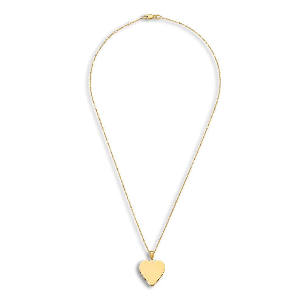 Engravable Heart Necklace 14K Yellow Gold 16\" to 18\" Adjustable giQZNTpA