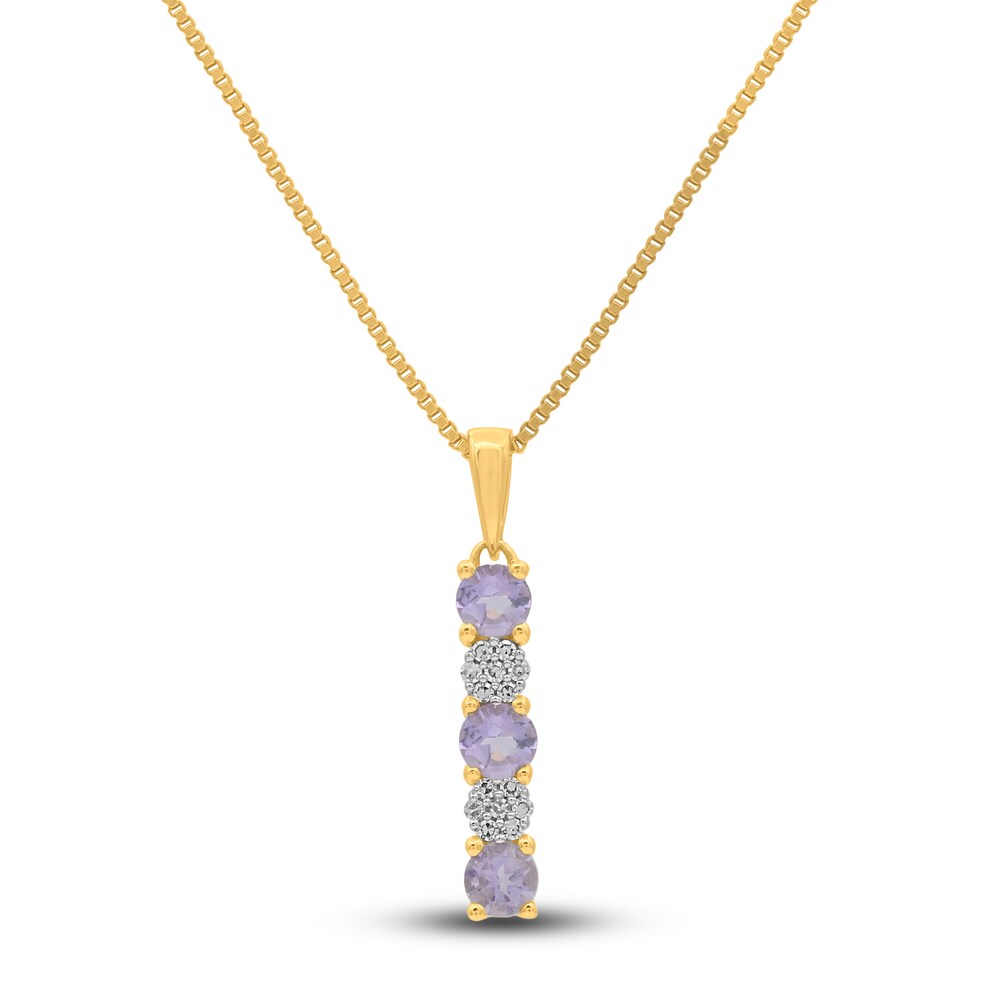 Natural Amethyst Pendant Necklace 1/20 ct tw Diamonds 14K Yellow Gold 18" gmmEcT2S Natural Amethyst Pendant Necklace 1/20 ct tw Diamonds 14K Yellow Gold 18" gmmEcT2S