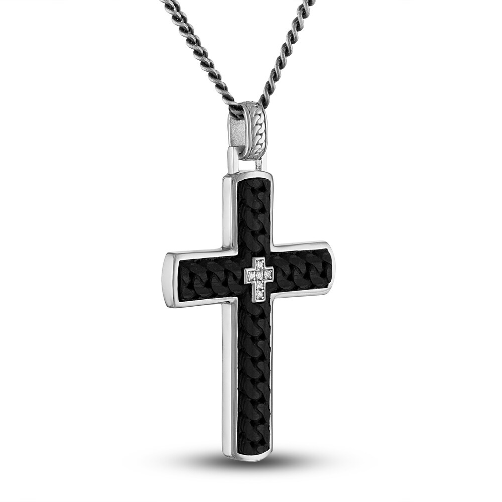 1933 by Esquire Men\'s Carbon Fiber Cross Pendant Necklace Sterling Silver 22\" gpKDvQ2f 1933 by Esquire Men\'s Carbon Fiber Cross Pendant Necklace Sterling Silver 22\" gpKDvQ2f