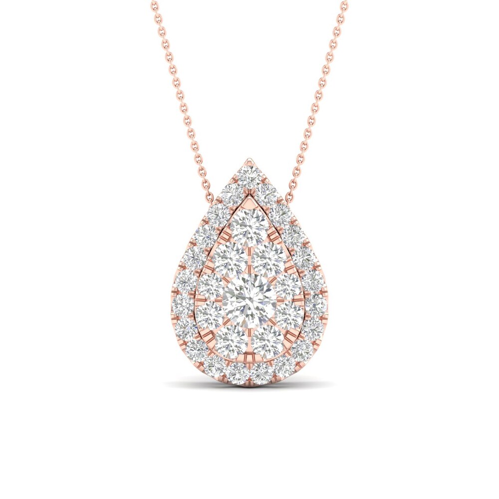 Colorless Diamond Pendant Necklace 1-1/2 ct tw Round 14K Rose Gold h1rkQsRO Colorless Diamond Pendant Necklace 1-1/2 ct tw Round 14K Rose Gold h1rkQsRO