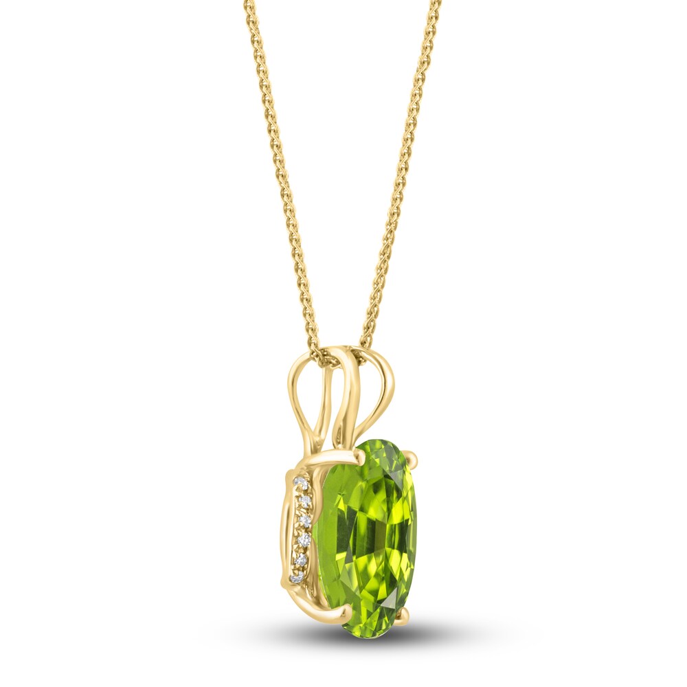 LALI Jewels Natural Peridot Pendant Necklace 1/20 ct tw Diamonds 14K Yellow Gold hCrgsofo LALI Jewels Natural Peridot Pendant Necklace 1/20 ct tw Diamonds 14K Yellow Gold hCrgsofo
