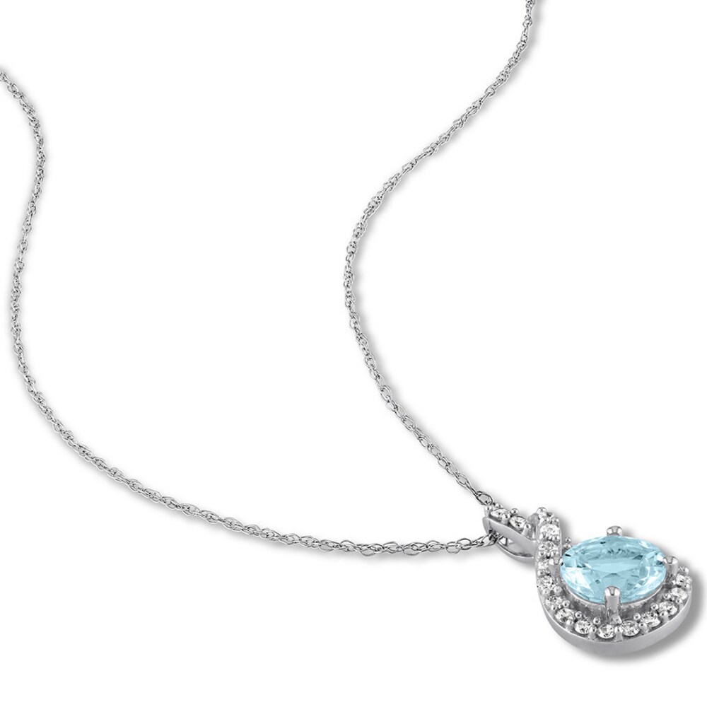 Aquamarine Necklace 1/5 carat tw Diamonds 10K White Gold hD4tDTJb Aquamarine Necklace 1/5 carat tw Diamonds 10K White Gold hD4tDTJb