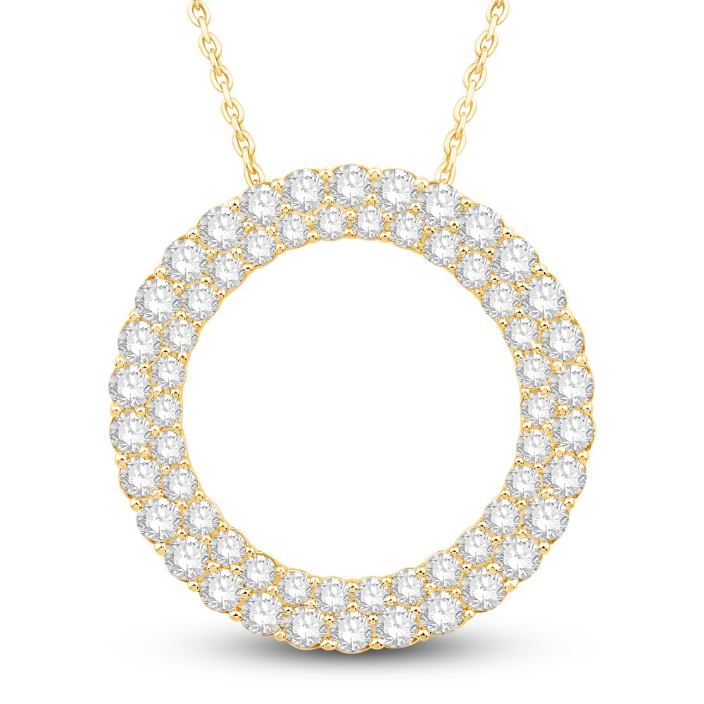 Diamond Circle Pendant Necklace 2 ct tw Round 14K Yellow Gold 18" hGUfy38t Diamond Circle Pendant Necklace 2 ct tw Round 14K Yellow Gold 18" hGUfy38t